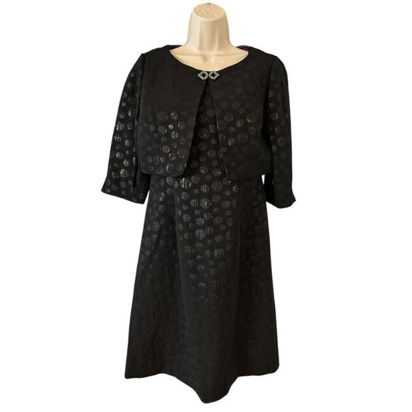 NWT - Eliza J New York Black 2pc Tank Dotted Dress & Jacket Missy Size 4 - Picture 1 of 9